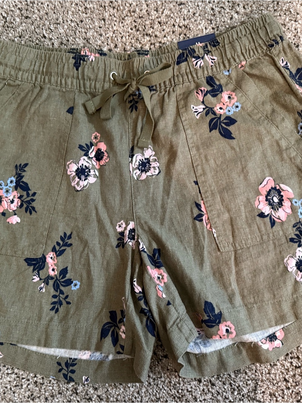Nautica Olive Green Floral Drawstring Shorts